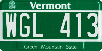 VT license plate WGL413