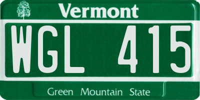 VT license plate WGL415