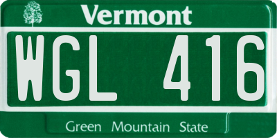 VT license plate WGL416