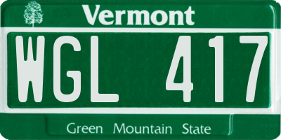 VT license plate WGL417