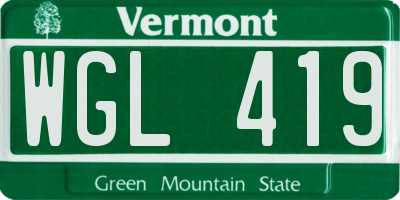 VT license plate WGL419