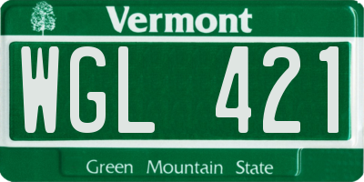 VT license plate WGL421