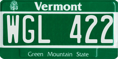 VT license plate WGL422