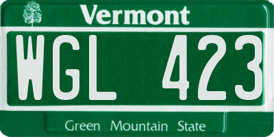 VT license plate WGL423
