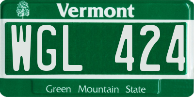 VT license plate WGL424