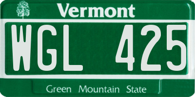 VT license plate WGL425