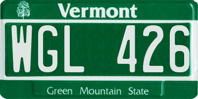 VT license plate WGL426