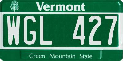 VT license plate WGL427