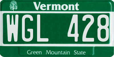 VT license plate WGL428