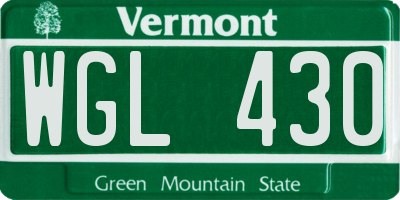 VT license plate WGL430