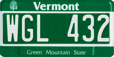 VT license plate WGL432