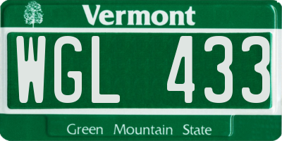 VT license plate WGL433
