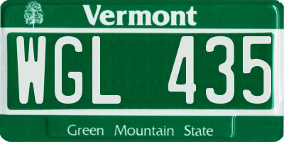 VT license plate WGL435