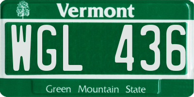 VT license plate WGL436