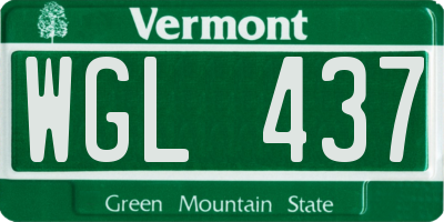 VT license plate WGL437