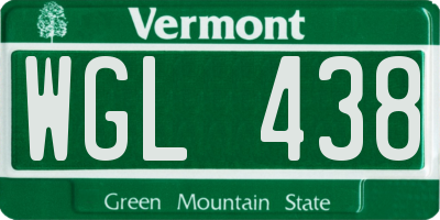 VT license plate WGL438