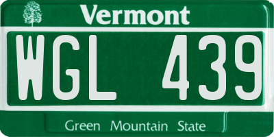 VT license plate WGL439