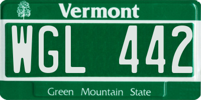 VT license plate WGL442
