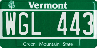 VT license plate WGL443