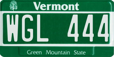 VT license plate WGL444