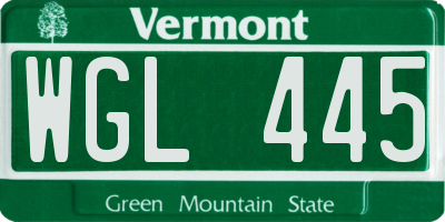 VT license plate WGL445