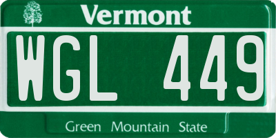 VT license plate WGL449