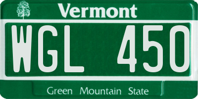 VT license plate WGL450