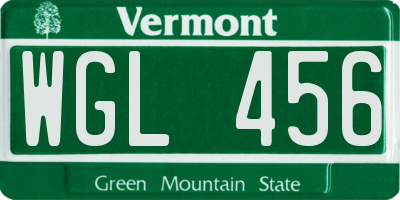 VT license plate WGL456