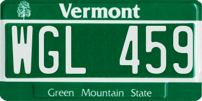 VT license plate WGL459