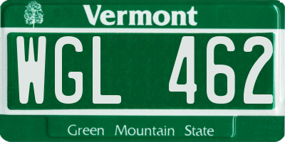 VT license plate WGL462