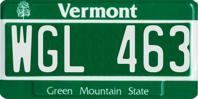 VT license plate WGL463