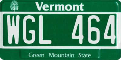 VT license plate WGL464