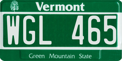 VT license plate WGL465