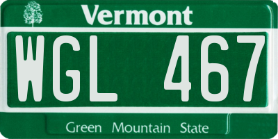 VT license plate WGL467