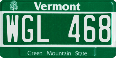 VT license plate WGL468