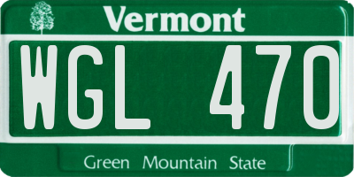 VT license plate WGL470