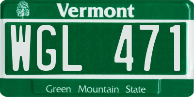 VT license plate WGL471