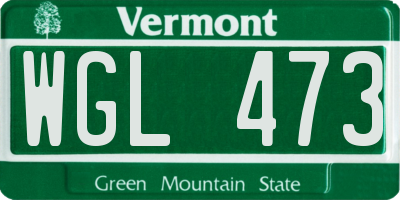 VT license plate WGL473