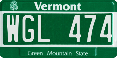 VT license plate WGL474