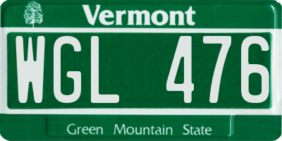 VT license plate WGL476