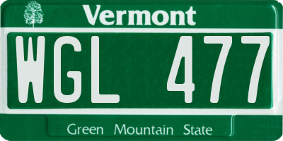 VT license plate WGL477