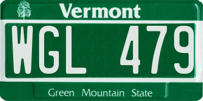 VT license plate WGL479