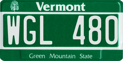 VT license plate WGL480