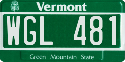 VT license plate WGL481