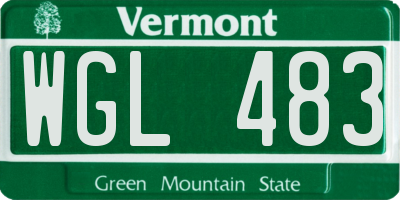 VT license plate WGL483