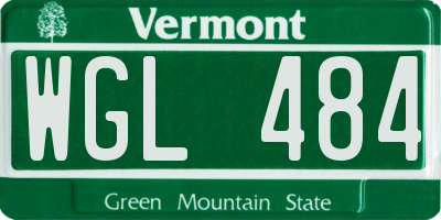 VT license plate WGL484