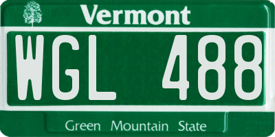 VT license plate WGL488