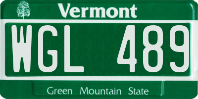 VT license plate WGL489