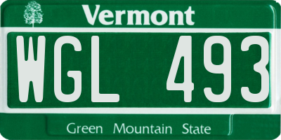 VT license plate WGL493