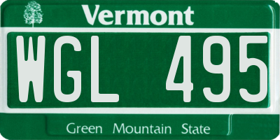 VT license plate WGL495
